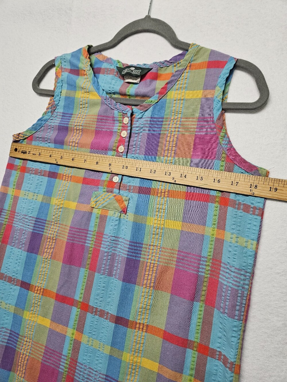 Vintage Cabin Creek Sleeveless Button Front Tank Top Madras Plaid 90s - Picture 5 of 9